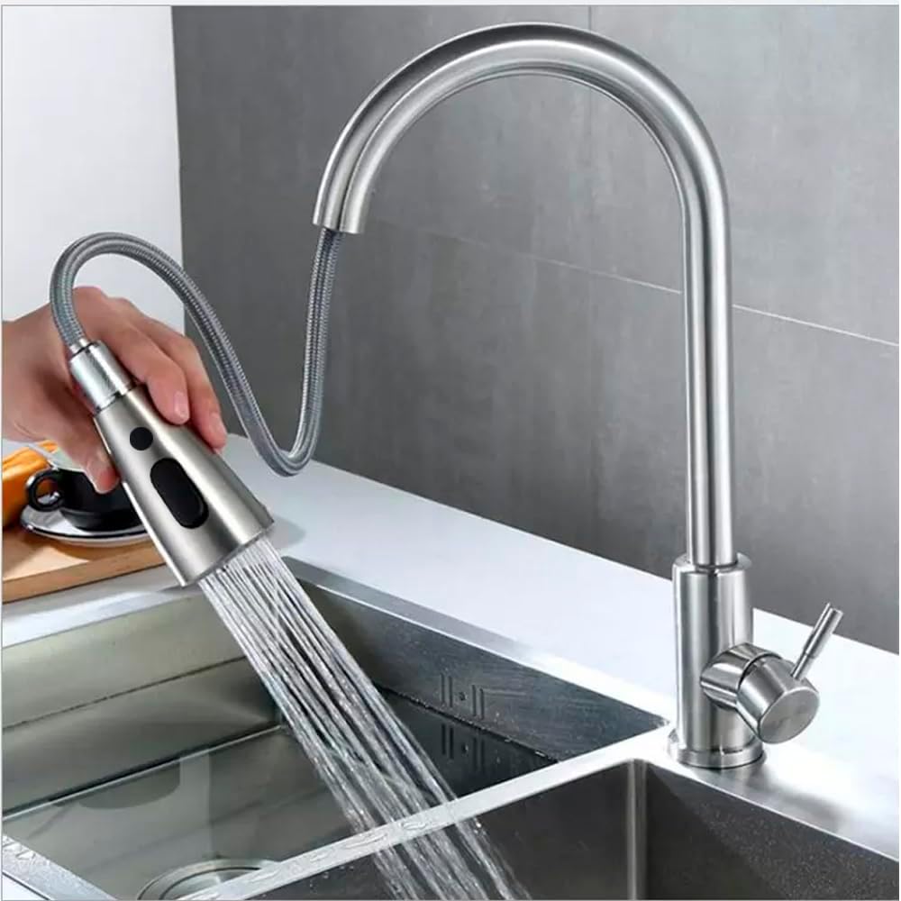 Torneira para Cozinha Gourmet em Aço Misturador Monocomando Extensível