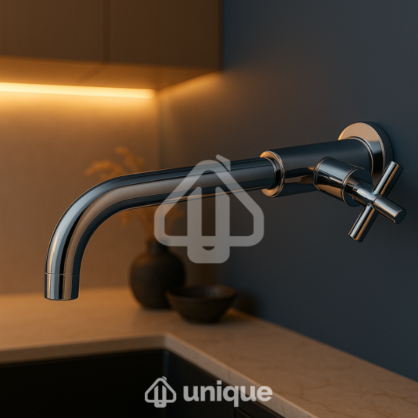 Torneira de Parede em Aço Inoxidável para Banheiro e Lavabo