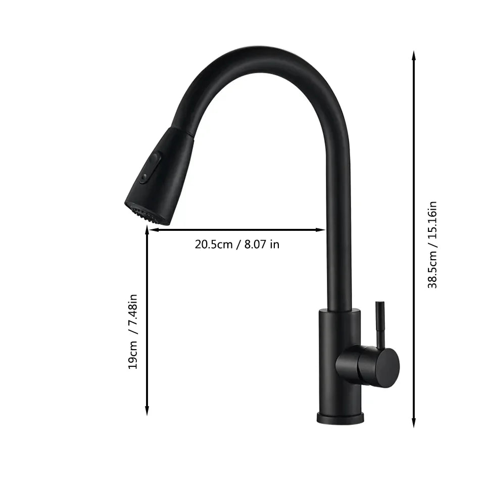 Torneira suspensa compuesta de cozinha ecológica sem chumbo de aço inoxidável (preta) com saída de água de segundo nível