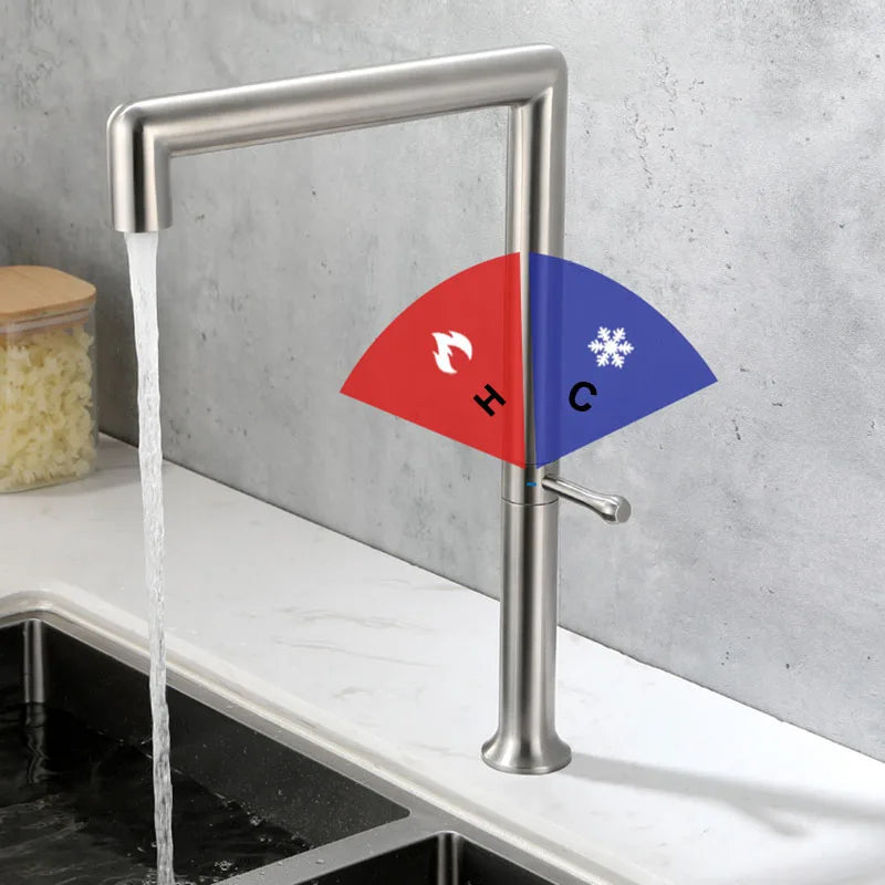 Torneira Gourmet para Cozinha Giratória em Aço Inox 304 Misturador Monocomando – Água Quente e Fria