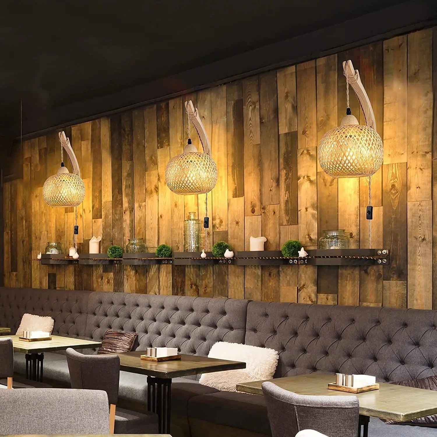 Arandela de Parede em Bambu Vintage Decoração Rústica - Unique