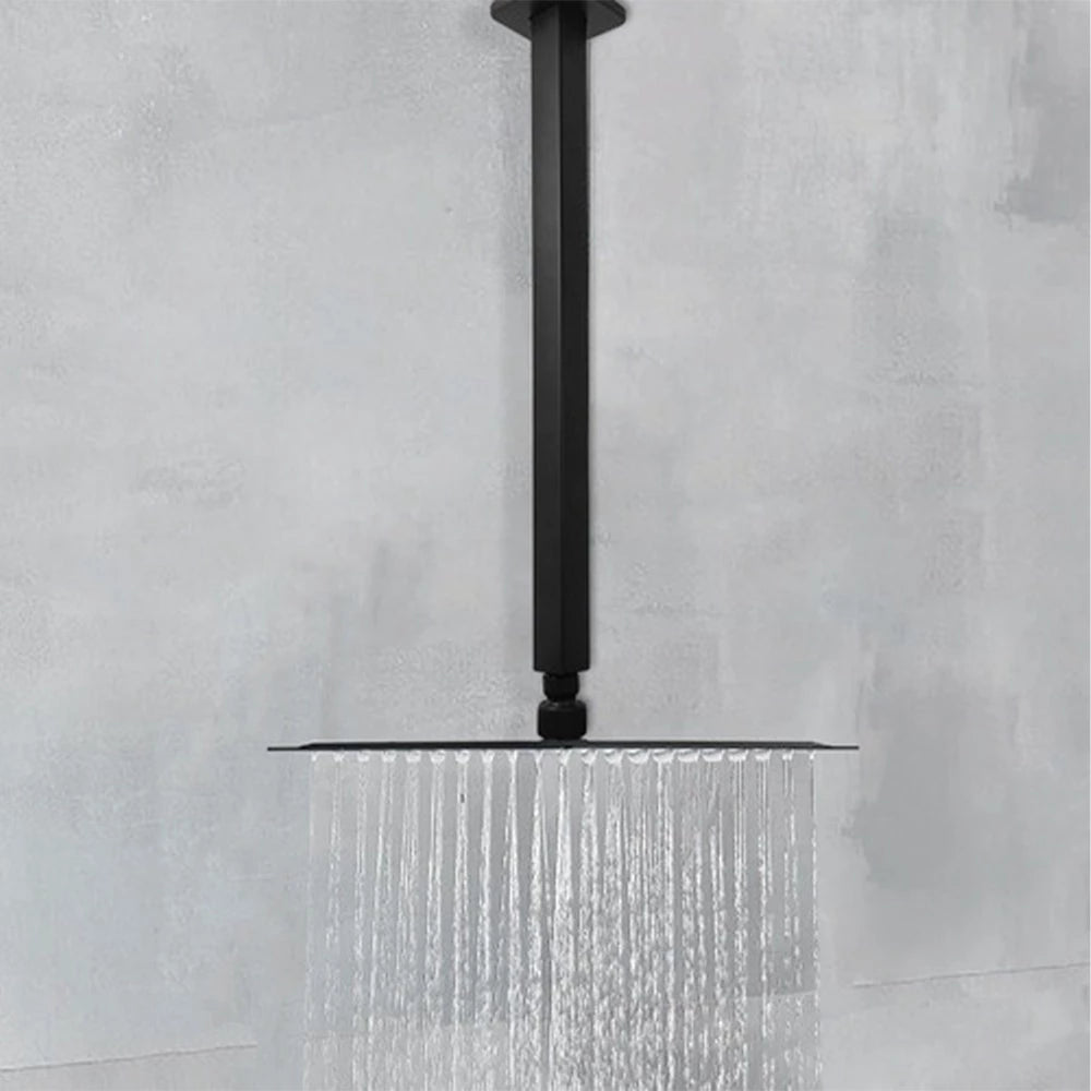 Chuveiro Quadrado Preto Fosco Inox