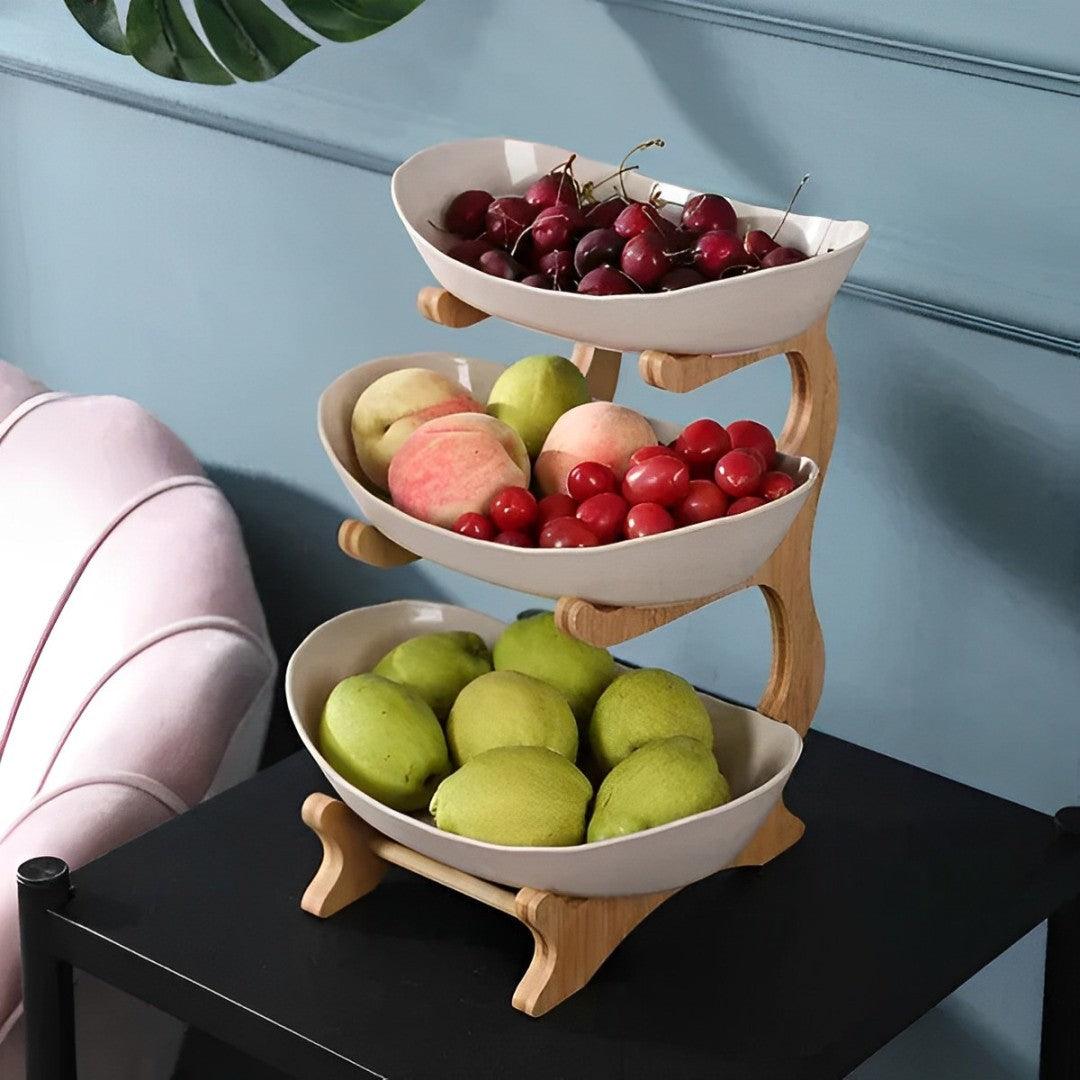 Fruteira de Mesa Moderna em Bambu para Decoração e Organização - Unique