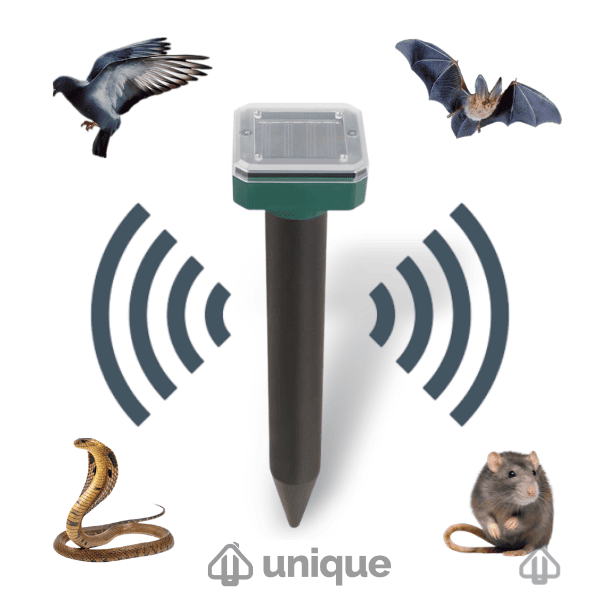 Kit Repelente Solar Ultrassônico à Prova d'Água - Afasta Ratos, Cobras, Insetos e Pombos - Unique