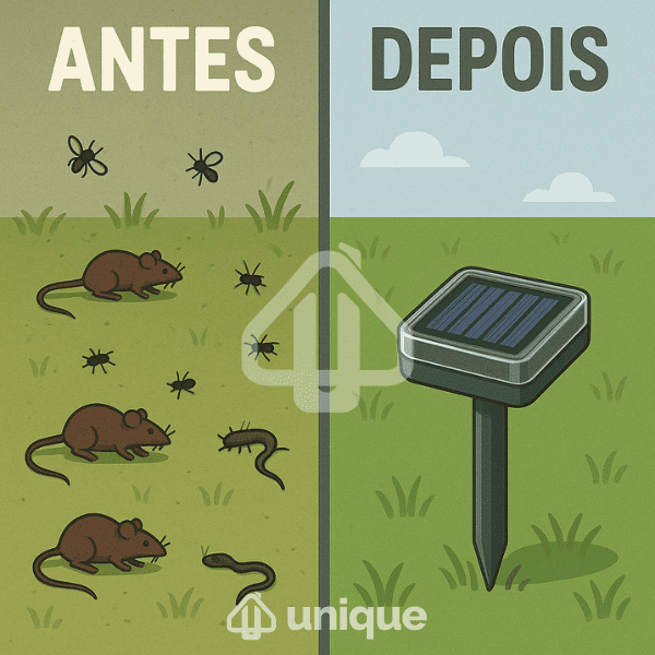 Kit Repelente Solar Ultrassônico à Prova d'Água - Afasta Ratos, Cobras, Insetos e Pombos - Unique