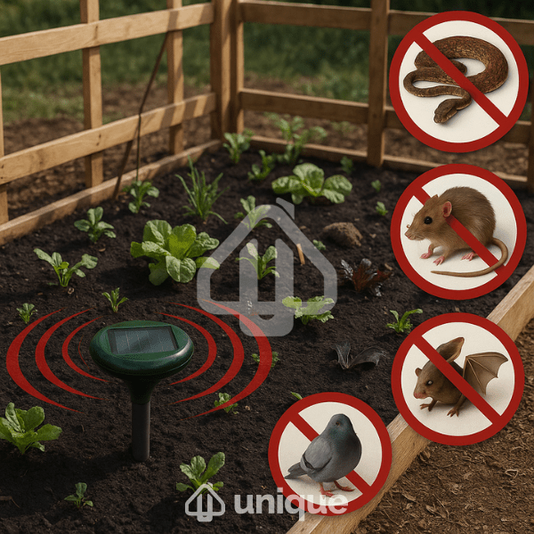 Kit Repelente Solar Ultrassônico à Prova d'Água - Afasta Ratos, Cobras, Insetos e Pombos - Unique