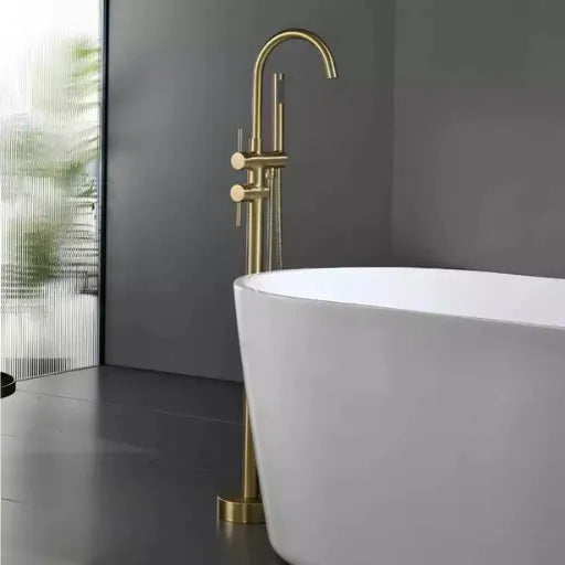 Misturador Monocomando de Piso para Torneira Banheira com Ducha Manual