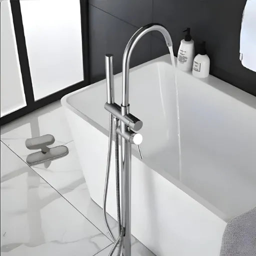 Misturador Monocomando de Piso para Torneira Banheira com Ducha Manual