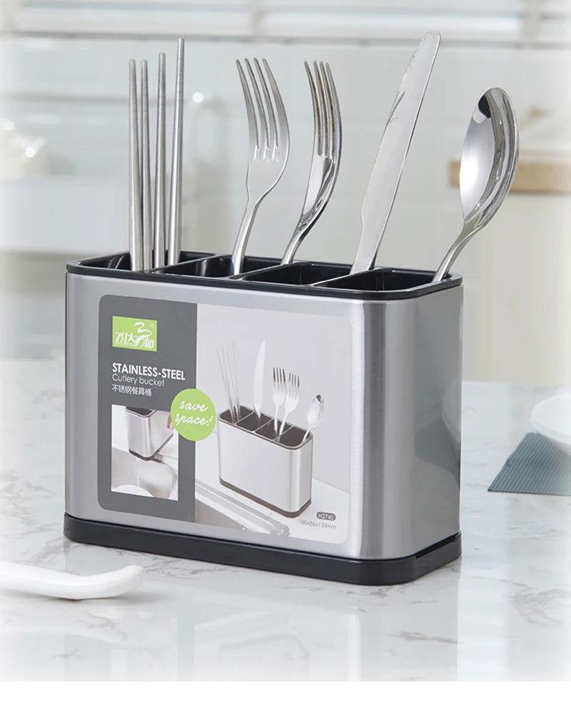 Porta Talher de Inox para Pia com 4 Compartimentos Organizadores - Unique