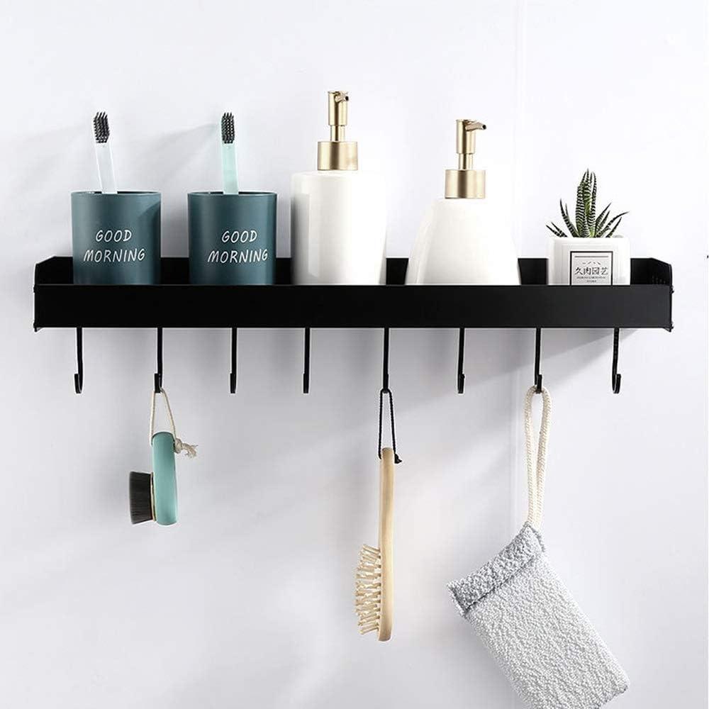 Prateleira de Alumínio Retângular para Banheiro com Suporte para Toalhas e Gancho - Unique