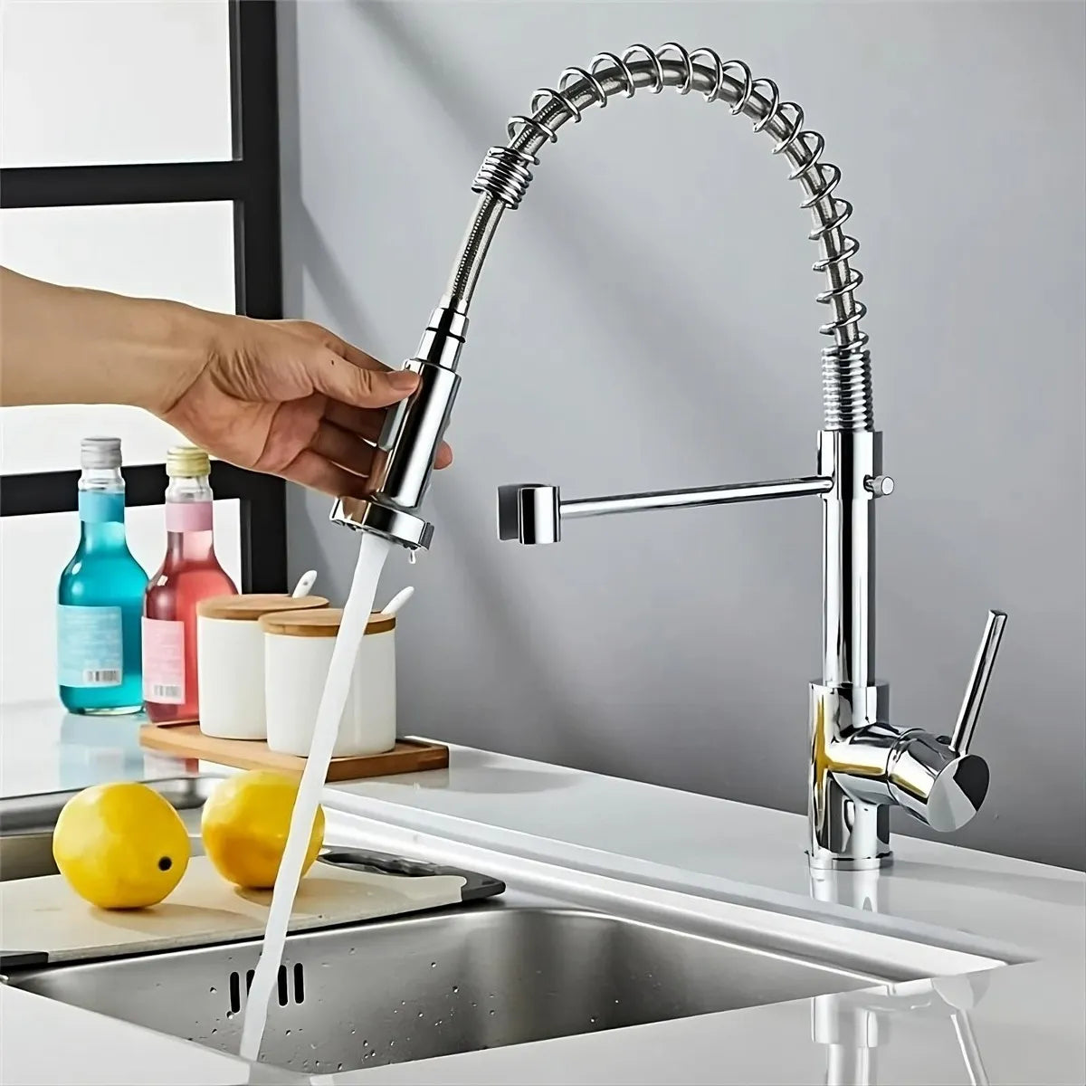 Torneira para Cozinha Gourmet Aço Misturador Monocomando Extensível