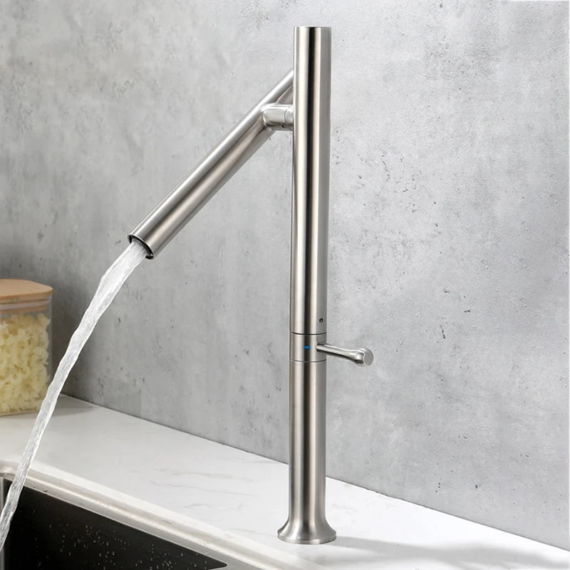 Torneira Gourmet Aço Inox 304 Dobrável 360° - Misturador Monocomando para Água Quente e Fria