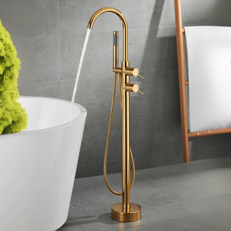 Misturador Monocomando de Piso para Torneira Banheira com Ducha Manual