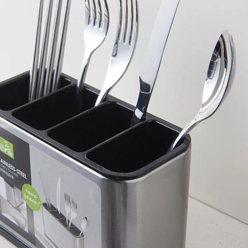 Porta Talher de Inox para Pia com 4 Compartimentos Organizadores - Unique