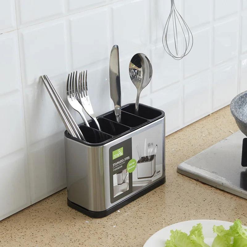 Porta Talher de Inox para Pia com 4 Compartimentos Organizadores - Unique